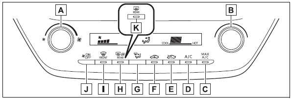 Toyota Corolla. Air conditioning controls