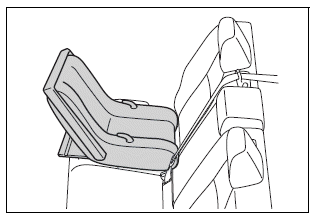 Toyota Corolla. Child restraint system fixed with a seat belt