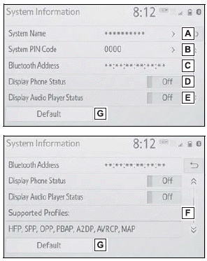 Toyota Corolla. Editing the Bluetooth® device information