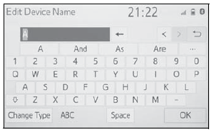 Toyota Corolla. Entering letters and numbers/ list screen operation