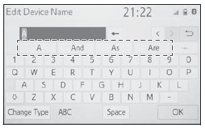 Toyota Corolla. Entering letters and numbers/ list screen operation