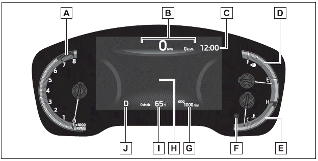 Toyota Corolla. Gauges and meters (7-inch display)