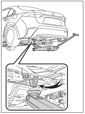 Toyota Corolla. Positioning a floor jack