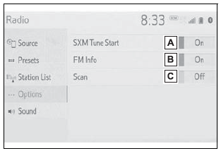 Toyota Corolla. Presetting a station. Selecting a station from the list