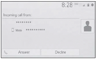 Toyota Corolla. Receiving a call using the Bluetooth® hands-free system