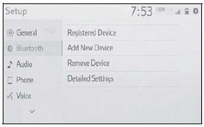 Toyota Corolla. Setting Bluetooth® details