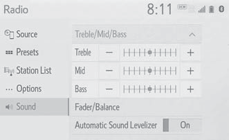 Toyota Corolla. Sound settings