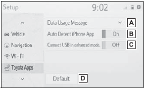 Toyota Corolla. Toyota apps settings. Setup