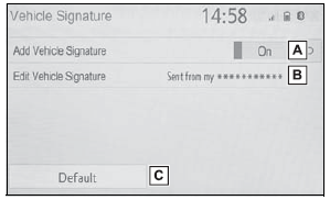 Toyota Corolla. Vehicle signature settings